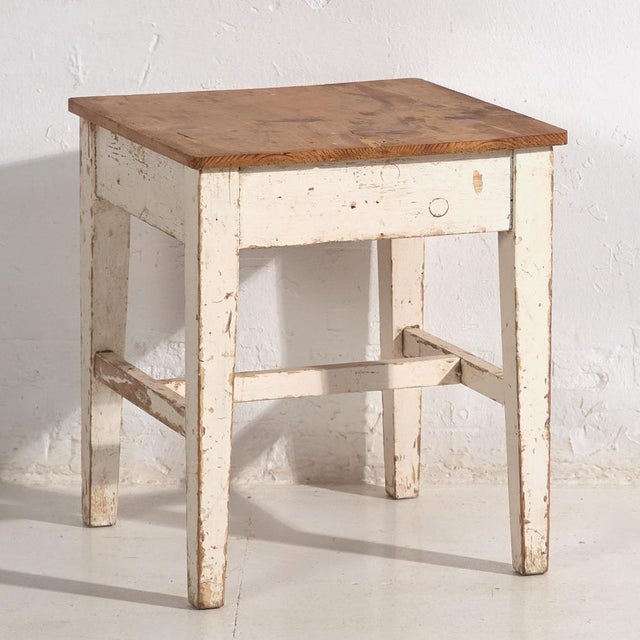 Vintage White Wooden Side Table, 1920 For Sale - Image 9 of 9