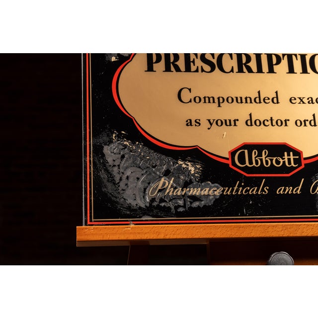 Rustic Abbott Pharmaceutical Prescriptions Reverse Glass Sign For Sale - Image 3 of 6