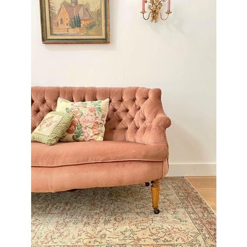 Pink Wingback Sofa, Early 20th Century For Sale - Image 3 of 6