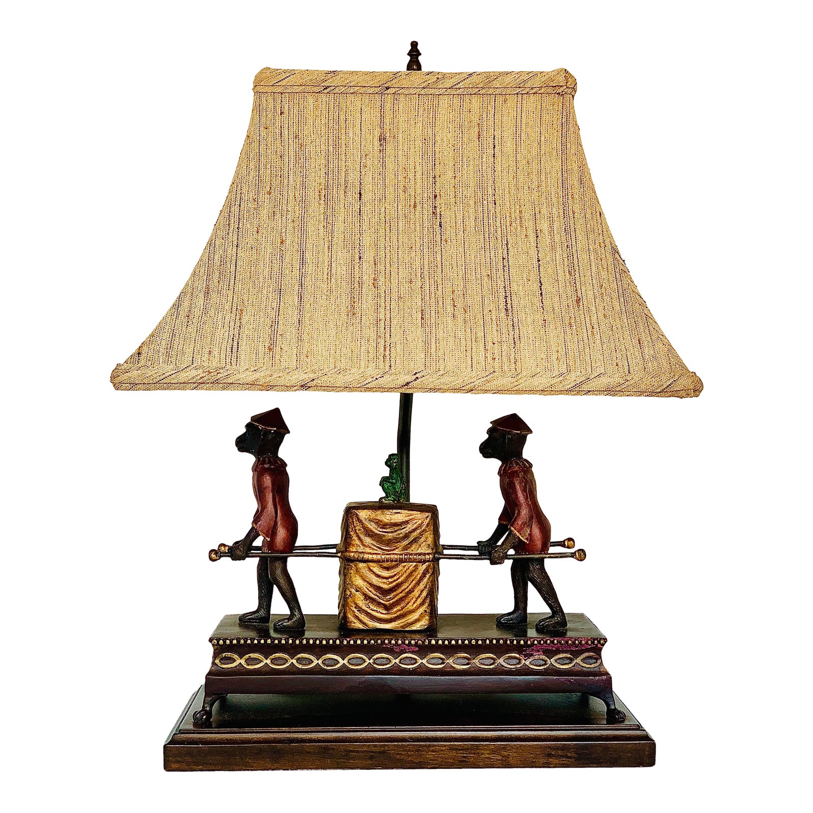 Vintage Frederick Cooper Table Lamp, Cast Bronze of Two Monkeys