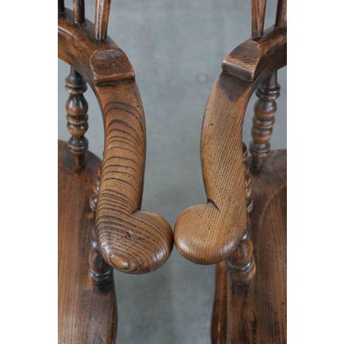 Brown Antique English Highback Windsor Chairs, 18th Century, Set of 2 For Sale - Image 8 of 18