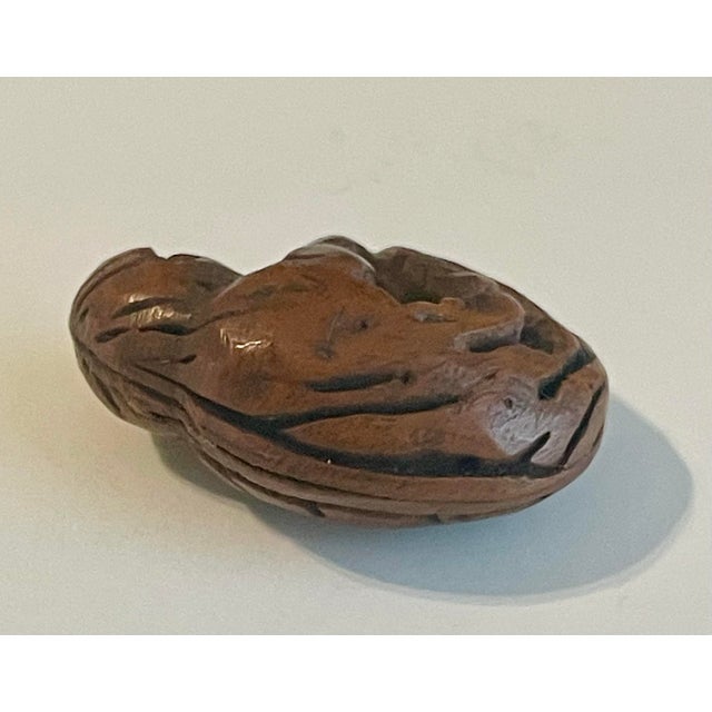 Chocolate Antique Folk Art Monkey Seed Carving For Sale - Image 8 of 8