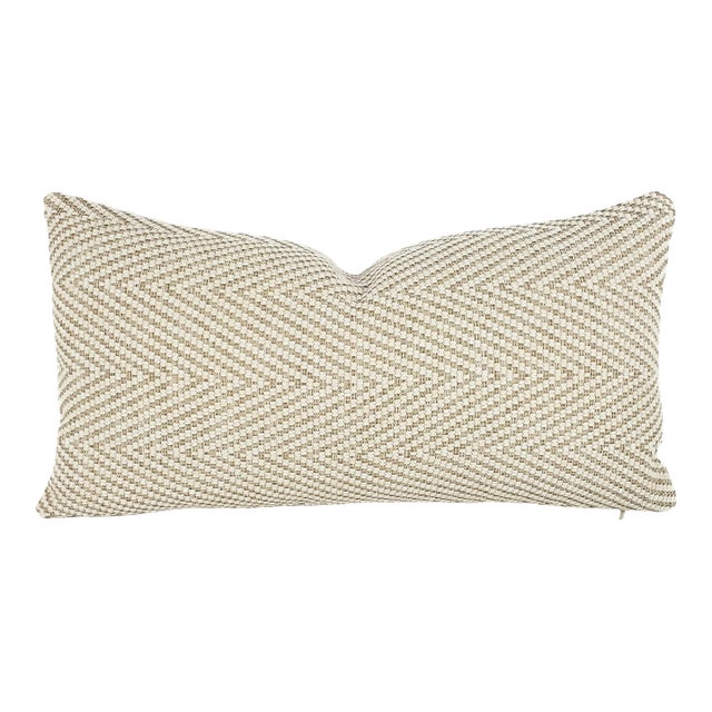 Kravet Bow Herringbone in Sand Lumbar Pillow Cover For Sale