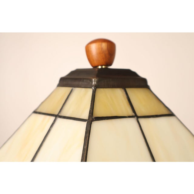 Stickley Mission Collection Oak Table Lamp with Art Glass Shade For Sale - Image 15 of 18