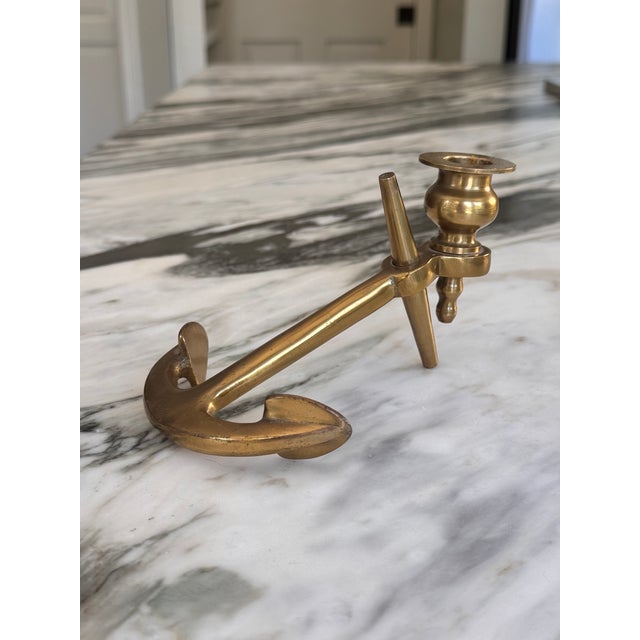 Metal Brass Anchor Candle Holder For Sale - Image 7 of 17