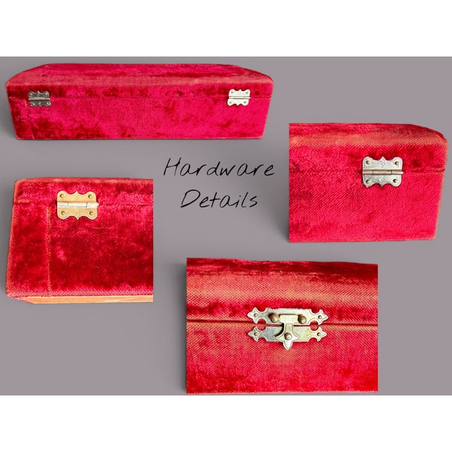 Antique Victorian Red Velvet Glove Box-Silk Lined-Jewelry Casket-Vanity Box-Case For Sale - Image 9 of 11