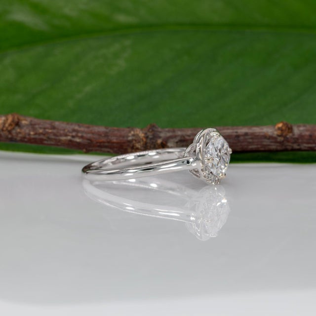 Metal 1.5Ct Lab Grown Diamond Engagement Ring With Diamond Accents: Solid 14k Gold, Size 6.75 For Sale - Image 7 of 10