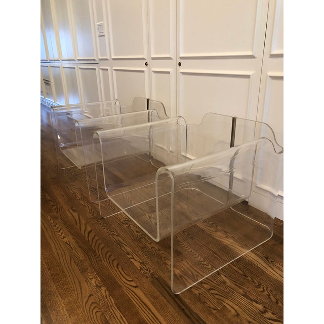 Mid-Century Brass Detail Lucite Ribbon Chair For Sale - Image 9 of 13