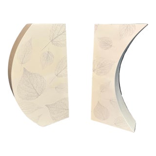 1980s Pair Large Geometric Postmodern Vases With Leaf Design For Sale