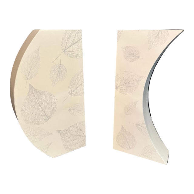 1980s Pair Large Geometric Postmodern Vases With Leaf Design For Sale