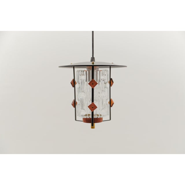 Mid-Century Modern Scandinavian Hanging Lamp in Copper with Teak and Glass, 1960s For Sale - Image 11 of 11
