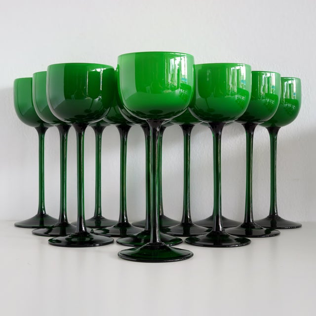 1960s Carlo Moretti Italian Green Cased Glasses- Set of 36 For Sale - Image 12 of 15