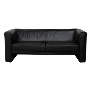 Visavis Leather Two-Seater Black Sofa from Brühl For Sale