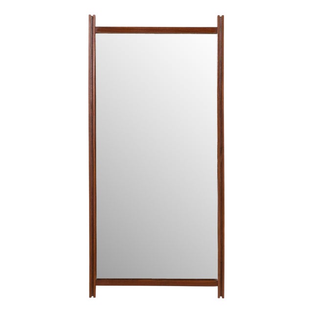 Mid-Century Italian Teak Mirror, 1970s For Sale