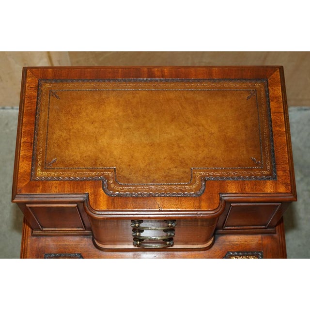 Animal Skin Leather Side End Book Tables with Drawers, Set of 2 For Sale - Image 7 of 18