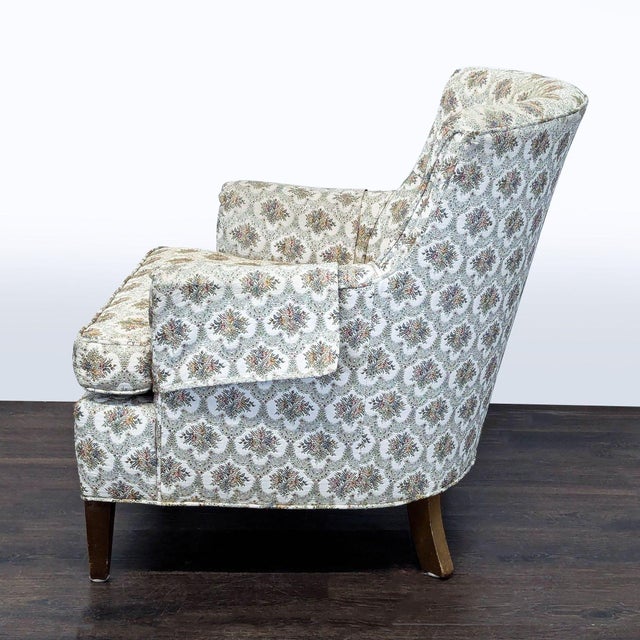 Traditional Classic Vintage Lounge Chair With Patterned Upholstery For Sale - Image 3 of 8