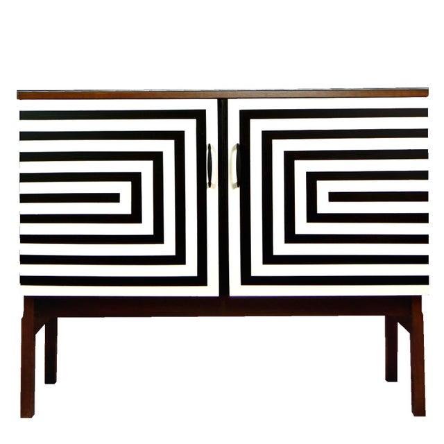 Wood Vintage Polish Sideboard with Op Art Motif, 1970s For Sale - Image 7 of 7