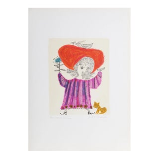 Petite Portrait - Big Red Hat, Judith Bledsoe For Sale