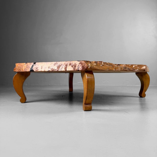 Mid-Century Modern Mid Century Low Burl Wood Table, Japan, 1970s For Sale - Image 3 of 13