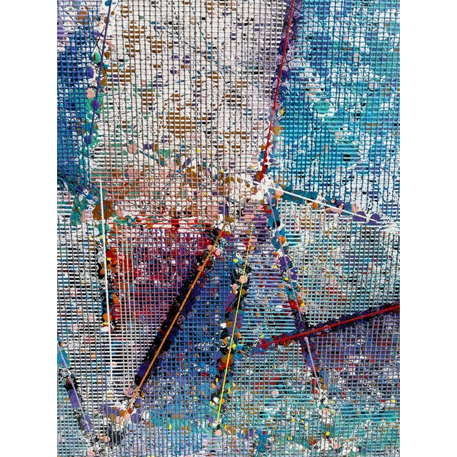 Paul Maxwell, Large Modern Abstract Cast Stencil Painting Paul Maxwell Mod Constructivist Neon, 1989 For Sale - Image 11 of 12