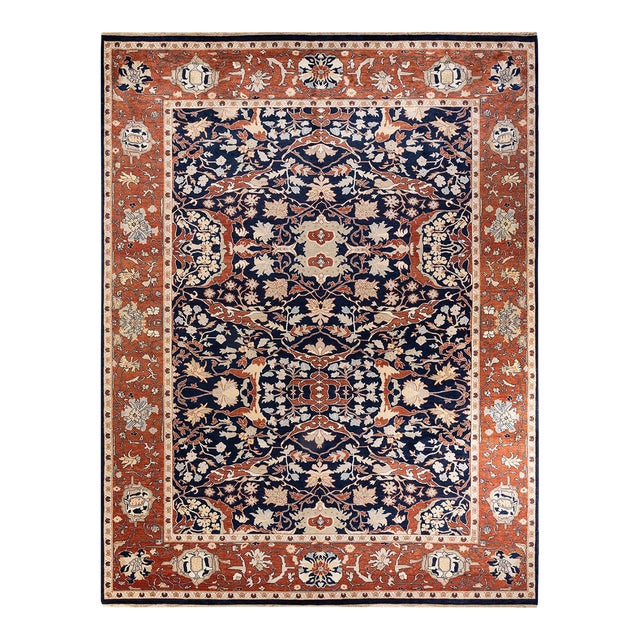 Mogul, One-of-a-Kind Hand-Knotted Area Rug in Blue, 9' 3" x 12' 2" For Sale