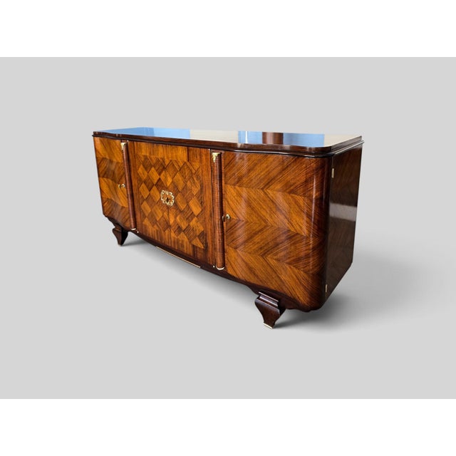 French Art Deco Sideboard in the Style of Jules Leleu, 1940s attributed to Jules Leleu For Sale - Image 3 of 18