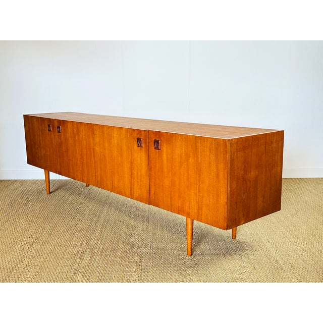 Scandinavian Teak Sideboard with 4 Doors and Tapered Legs, 1960s For Sale - Image 10 of 18