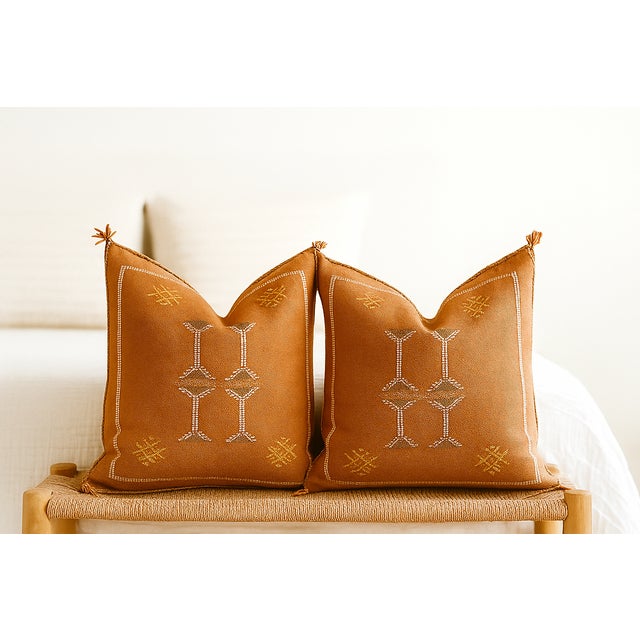 Handwoven Moroccan Cactus Silk Pillow Cover For Sale - Image 11 of 11