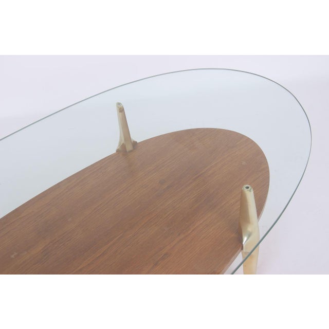Italian Coffee Table in Metal with Oak and Glass, 1970s For Sale - Image 6 of 8