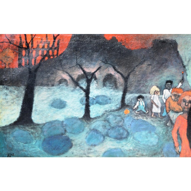 Helmut Diekmann, Landscape with Figures, 1963, Oil Painting on Canvas, Framed For Sale - Image 4 of 12