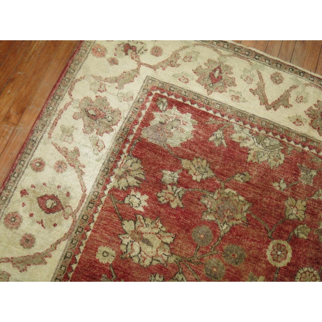 Traditional Early 20th Century Zabihi Collection Crimson Red Turkish Oushak Carpet - 5'3" x 9'11" For Sale - Image 3 of 12