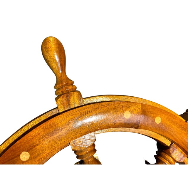 Nautical Chadburns Liverpool & London Maritime Ship’s Wheel Clock With Brass Engine Order Dial For Sale - Image 3 of 12