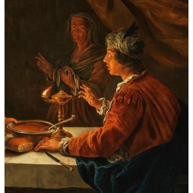 Matthias Stom (Stomer), Esau Sells Jacob His Birthright for a Bowl of Lentil Stew, Oil Painting on Canvas, Framed For Sale - Image 4 of 7