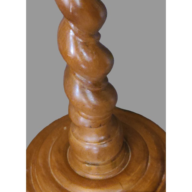 Antique Pair Wood Barley Twist Pedestal Plant Candle Stands For Sale - Image 4 of 12