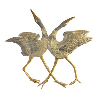 1991 Don Freedman for Interlude Woven Fiber Crane Wall Sculpture For Sale