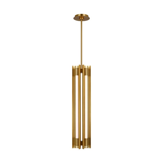 Kelly Wearstler by Visual Comfort Studio Carson 4-Light Narrow Pendant, Burnished Brass For Sale - Image 4 of 5