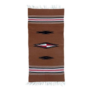 Vintage Hand Woven Wool Chimayo Textile For Sale