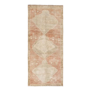 Vintage Faded Turkish Kars Wool Rug - 4`10" X 11`5" For Sale