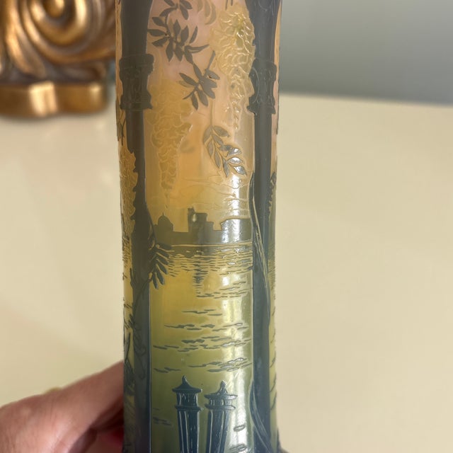 DeVez French Cameo Art Glass Vase For Sale - Image 9 of 12