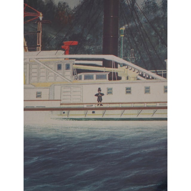 1940s Vintage James Bard America on the Hudson River Steamship Print For Sale - Image 5 of 15