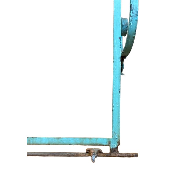 Antique Iron Mercantile Hanging Sign Frame in Turquoise For Sale - Image 12 of 18