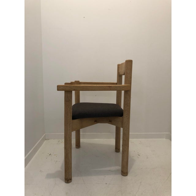 Mid 20th Century Mid 20th Century Vintage French Mid-Century Modern Guillerme Et Chambron Wood Upholstered Arm Chair For Sale - Image 5 of 12