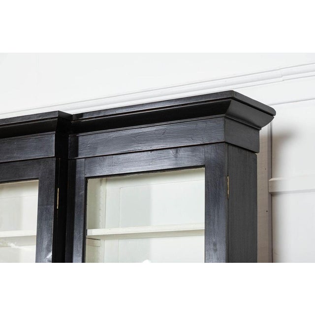 Black English Monumental Ebonised Glazed Mahogany Breakfront Bookcase, 1880s For Sale - Image 8 of 18