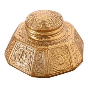 Tiffany Studios New York Zodiac Bronze Doré Large Inkwell