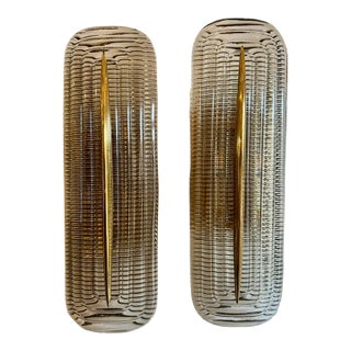 Pair of Modern Murano Glass and Brass Sconces For Sale