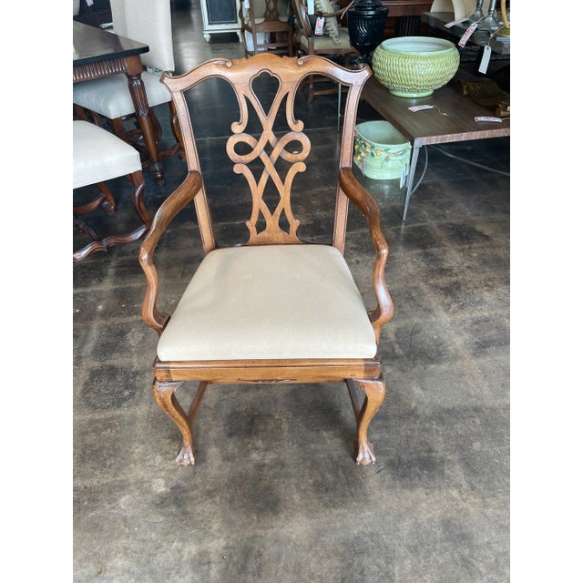 1990s Italian Armchair in Walnut With Carved Arms and Hand Carved Seat Back For Sale - Image 9 of 9