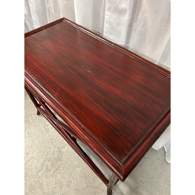 Wood Late 20th Century Vintage Rattan Writing Desk and Chair for Worrells - Set of 2 For Sale - Image 7 of 12