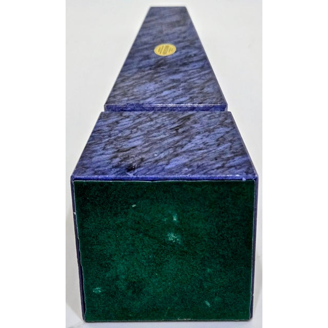 1980s Blue Marble Obelisk by Great City Traders – Handcrafted Stone Sculpture For Sale - Image 9 of 9