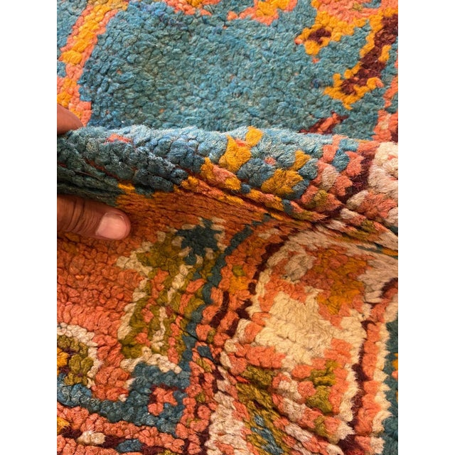 Turkish Square Blue Antique Oushak 19th Century Rug - 7'9" x 8'9" For Sale - Image 3 of 9