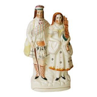 Antique Staffordshire Highlander 15" Flatback Figure - c.1875 - England For Sale